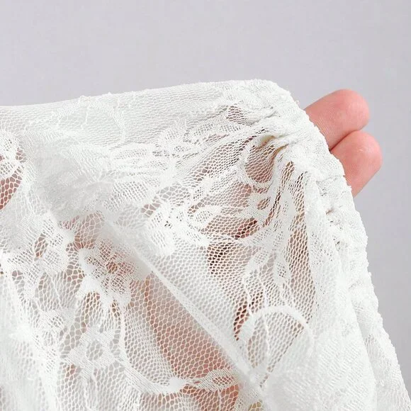 White Casual Women's Semi-Sheer Kimono Sleeves Shirt - Picture 8 of 11